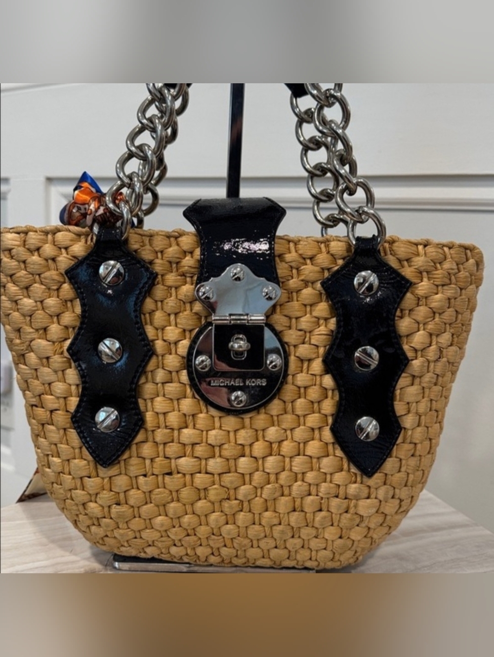 Michael Kors Santorini Natural Straw Tote - Picture 4 of 16